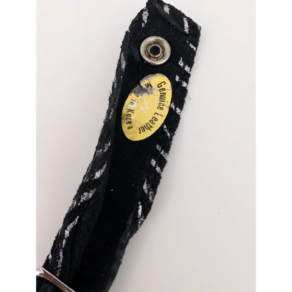 Vintage Le Baron Watch Women 29mm Silver Case Black Leather Fabric Band- Working